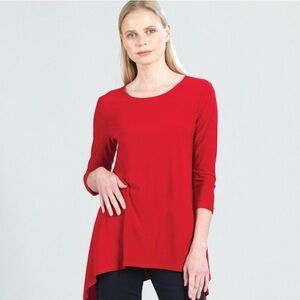 Clara Sunwoo Jersey Parachute Hem Tie Back 3/4 Sleeve Tunic Top Womens Size XS